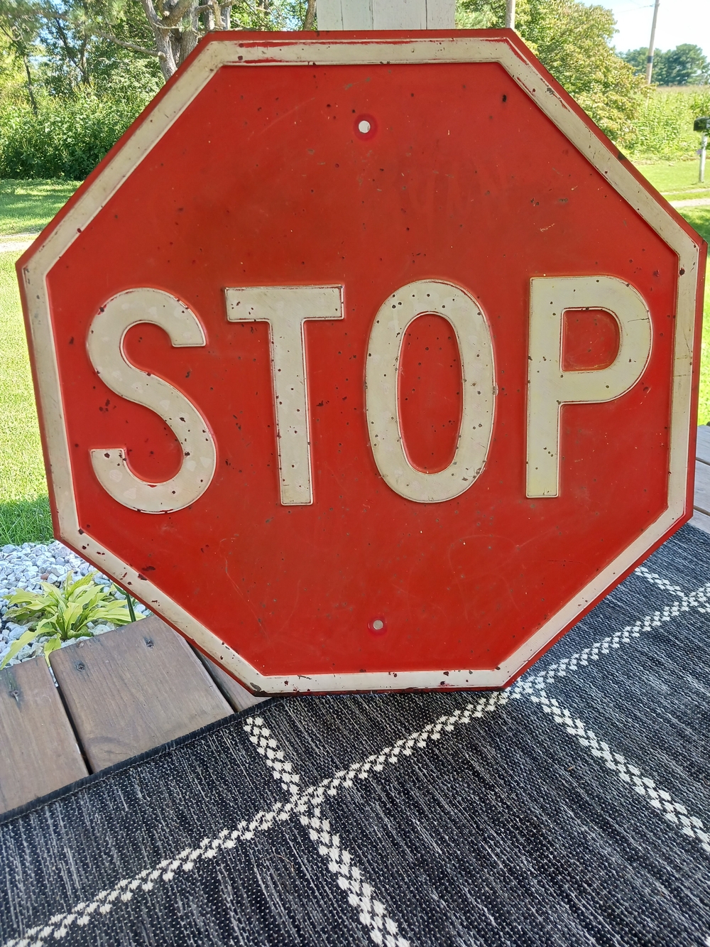 Vintage Antique Metal Embossed 1950's Street STOP Sign  Americana Road Sign